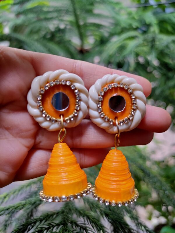 Orange polymer clay & paper quilling jhumkas