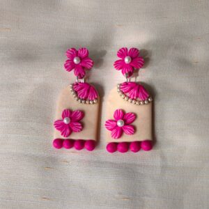Pink flower blossom earrings