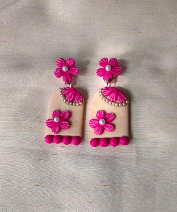 Pink flower blossom earrings
