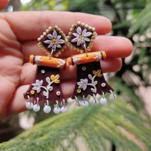 Maroon traditional earrings