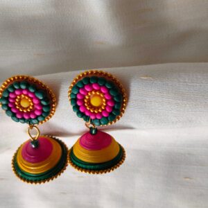 Pink & yellow Jhumka