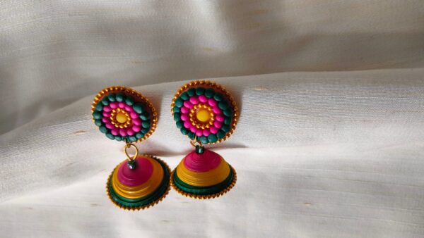 Pink & yellow Jhumka