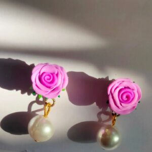 Pink Rose Earrings