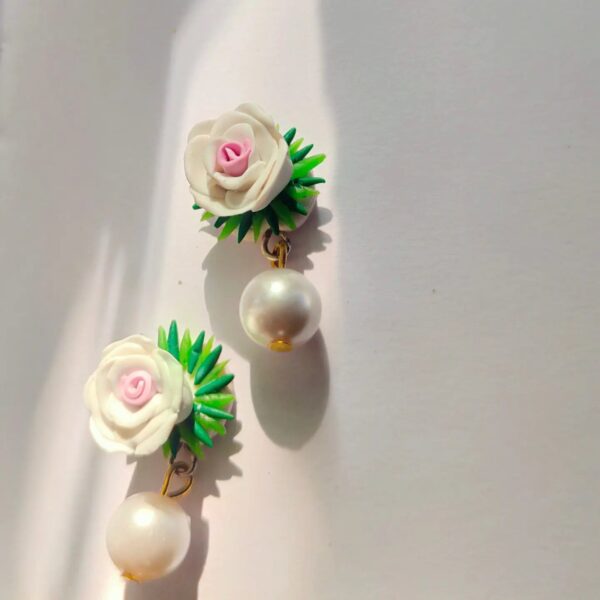 White Rose Earrings
