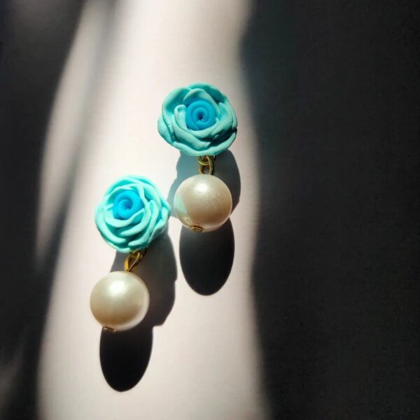 Sky blue Rose Earrings