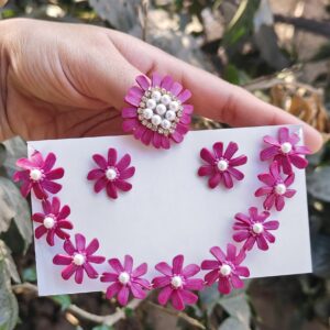 Pink Floral Necklace Set