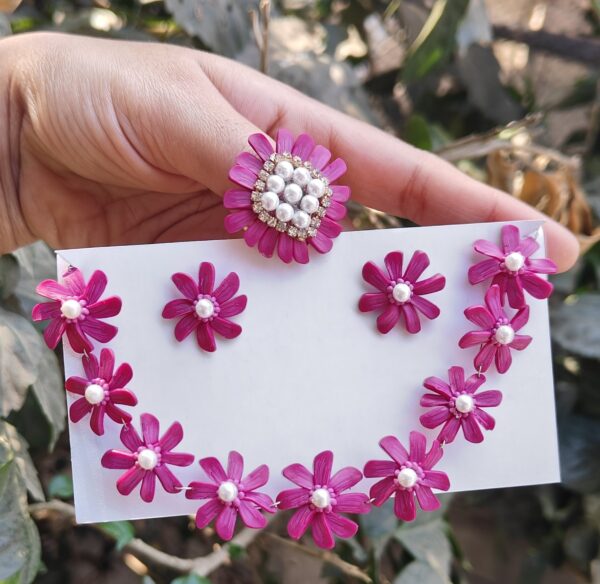 Pink Floral Necklace Set