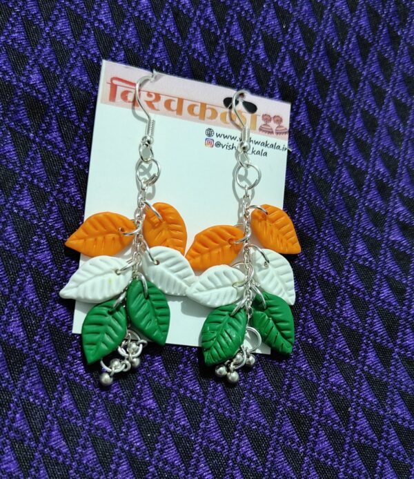 Leaf Tricolor Hanging Earrings