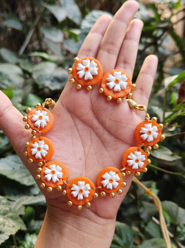 Prajkta flower beaded Choker set - Orange